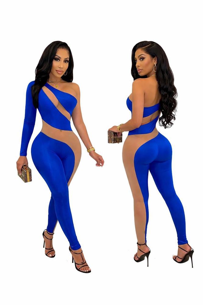 Royal Blue One-Shoulder Elegant Jumpsuit_thumbnail_2